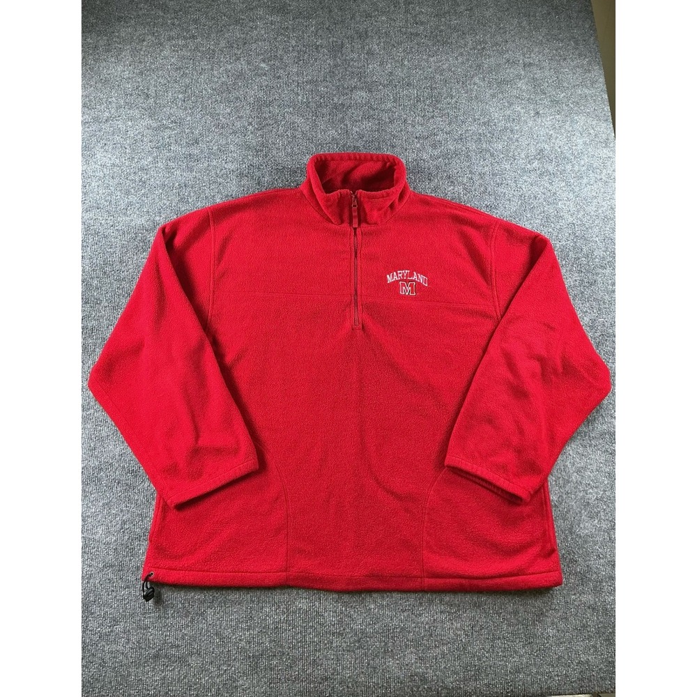 AS Sports Maryland Terrapins Fleece Quarter Zip Pullover Red Mens 2XL RN 94051